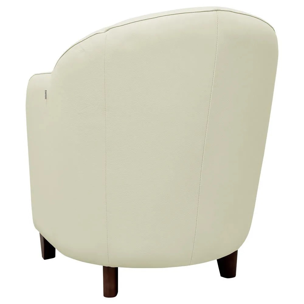 Kit 4 Poltronas Decorativas Sala de Estar Pés Madeira Kairós Couro Off White G03 - Gran Belo