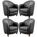 Kit 4 Poltronas Decorativas Sala de Estar Pés Madeira Kairós Couro Preto G03 - Gran Belo