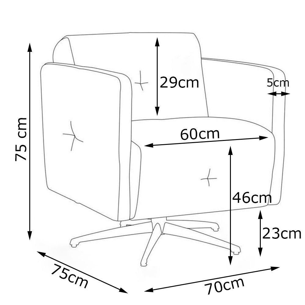 Kit 4 Poltronas Giratória para Sala de Estar Astana Couro Caramelo - Gran Belo 