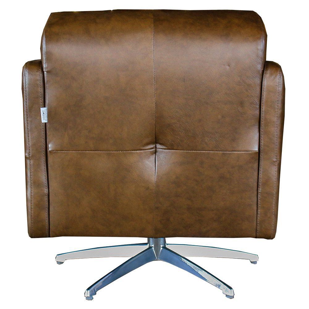Kit 4 Poltronas Giratória para Sala de Estar Astana Couro Marrom Bicolor G40 - Gran Belo