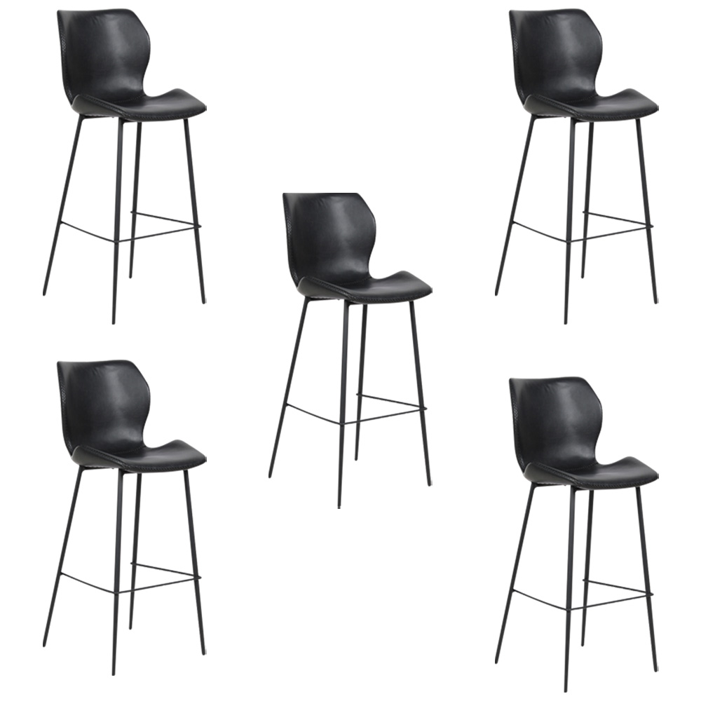 Kit 5 Banquetas Base Aço Fixa Naboo PU Preto G56 - Gran Belo
