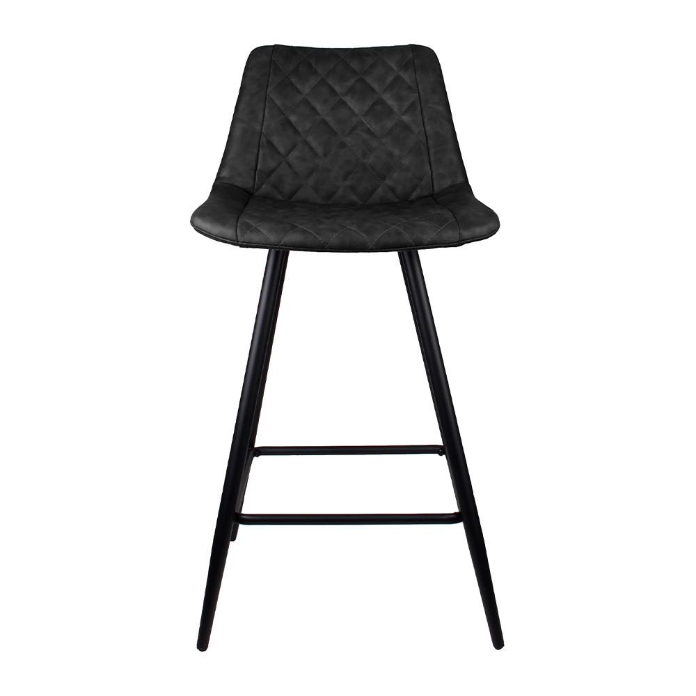 Kit 5 Banquetas Decorativas Magé PU Matelassê c/Apoio para os Pés Base em Aço Cinza G56 - Gran Belo