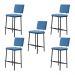 Kit 5 Banquetas Fixa Decorativa Base de Aço Marcius Linho Azul Jeans G17 - Gran Belo