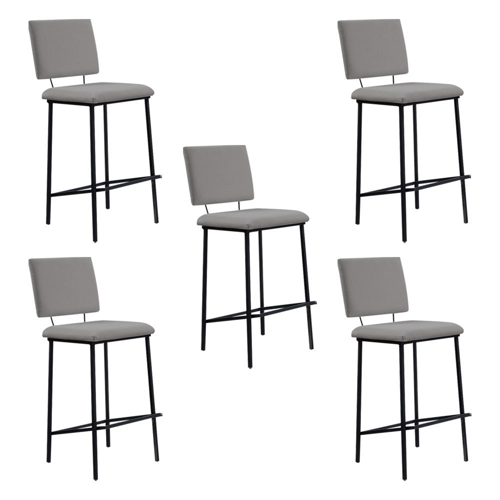 Kit 5 Banquetas Fixa Decorativa Base de Aço Marcius Linho Cinza G17 - Gran Belo