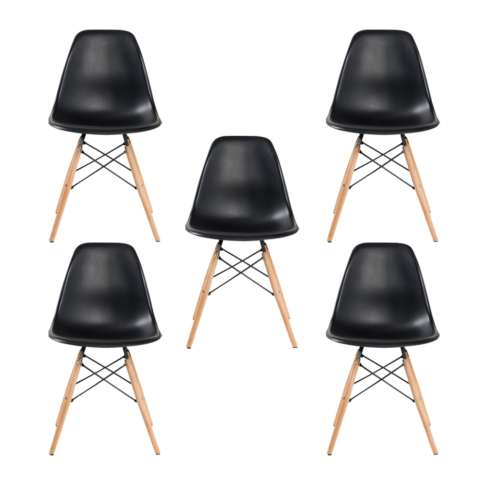 Kit 5 Cadeira Decorativa para Sala e Cozinha Garabit Preto G04 - Gran Belo
