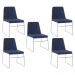 Kit 5 Cadeiras Decorativa Sala de Jantar Anne Linho Azul Marinho G17 - Gran Belo