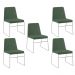 Kit 5 Cadeiras Decorativa Sala de Jantar Anne Linho Verde G17 - Gran Belo