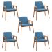 Kit 5 Cadeiras Decorativa Sala de Jantar Sidnei Linho Azul G17 - Gran Belo