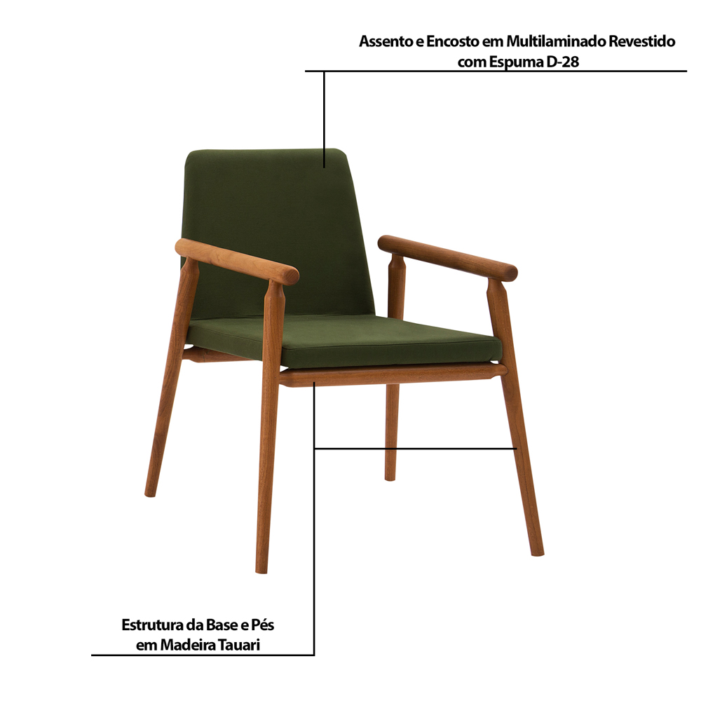 Kit 5 Cadeiras Decorativa Sala de Jantar Sidnei Veludo Verde G17 - Gran Belo