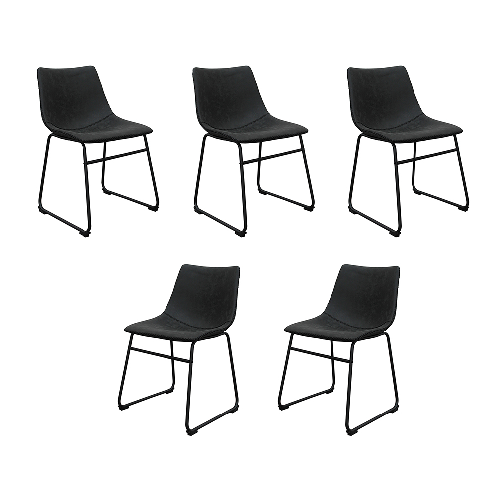 Kit 5 Cadeiras Decorativas Marquezine Sala de Jantar PU Base Aço Preto G56 - Gran Belo