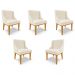 Kit 5 Cadeiras Decorativas Sala de Jantar Base Fixa de Madeira Firenze Linho Bege/Castanho G19 - Gran Belo