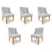 Kit 5 Cadeiras Decorativas Sala de Jantar Base Fixa de Madeira Firenze Linho Cinza/Castanho G19 - Gran Belo