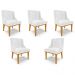 Kit 5 Cadeiras Decorativas Sala de Jantar Base Fixa de Madeira Firenze PU Branco Brilho/Castanho G19 - Gran Belo