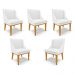 Kit 5 Cadeiras Decorativas Sala de Jantar Base Fixa de Madeira Firenze PU Branco Fosco/Castanho G19 - Gran Belo