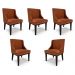 Kit 5 Cadeiras Decorativas Sala de Jantar Base Fixa de Madeira Firenze PU Nozes/Preto G19 - Gran Belo