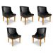 Kit 5 Cadeiras Decorativas Sala de Jantar Base Fixa de Madeira Firenze PU Preto Brilho/Castanho G19 - Gran Belo