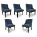 Kit 5 Cadeiras Decorativas Sala de Jantar Base Fixa de Madeira Firenze Suede Azul Marinho/Preto G19 - Gran Belo