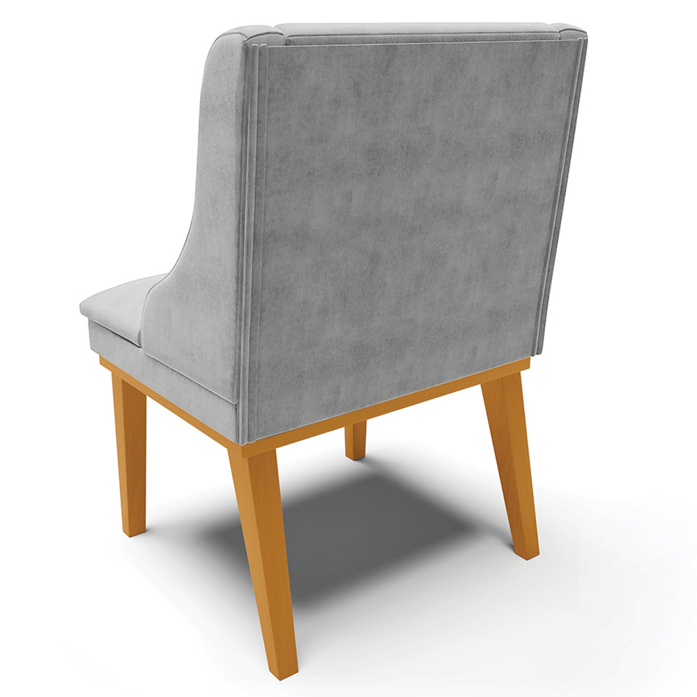 Kit 5 Cadeiras Decorativas Sala de Jantar Base Fixa de Madeira Firenze Suede Cinza/Castanho G19 - Gran Belo