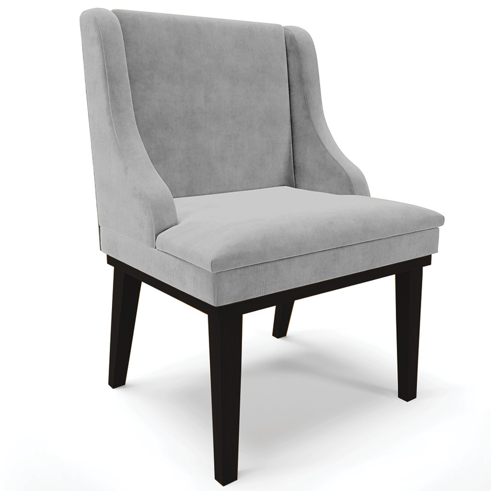 Kit 5 Cadeiras Decorativas Sala de Jantar Base Fixa de Madeira Firenze Suede Cinza/Preto G19 - Gran Belo