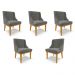 Kit 5 Cadeiras Decorativas Sala de Jantar Base Fixa de Madeira Firenze Suede Grafite/Castanho G19 - Gran Belo