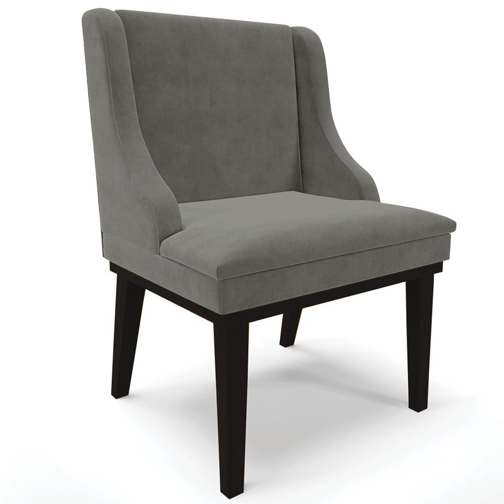 Kit 5 Cadeiras Decorativas Sala de Jantar Base Fixa de Madeira Firenze Suede Grafite/Preto G19 - Gran Belo