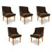 Kit 5 Cadeiras Decorativas Sala de Jantar Base Fixa de Madeira Firenze Suede Marrom/Castanho G19 - Gran Belo