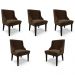 Kit 5 Cadeiras Decorativas Sala de Jantar Base Fixa de Madeira Firenze Suede Marrom/Preto G19 - Gran Belo