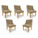 Kit 5 Cadeiras Decorativas Sala de Jantar Base Fixa de Madeira Firenze Suede Nude/Castanho G19 - Gran Belo