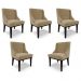 Kit 5 Cadeiras Decorativas Sala de Jantar Base Fixa de Madeira Firenze Suede Nude/Preto G19 - Gran Belo