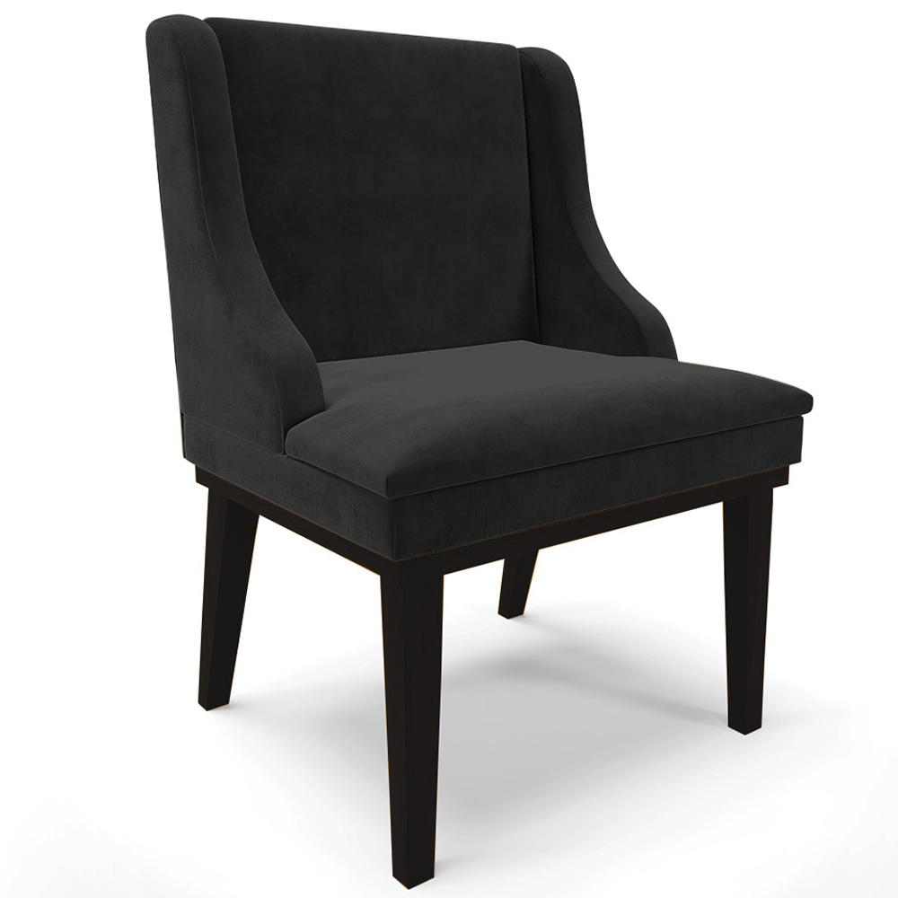 Kit 5 Cadeiras Decorativas Sala de Jantar Base Fixa de Madeira Firenze Suede Preto G19 - Gran Belo