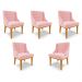 Kit 5 Cadeiras Decorativas Sala de Jantar Base Fixa de Madeira Firenze Suede Rosa Bebê/Castanho G19 - Gran Belo