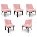 Kit 5 Cadeiras Decorativas Sala de Jantar Base Fixa de Madeira Firenze Suede Rosa Bebê/Preto G19 - Gran Belo
