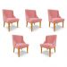 Kit 5 Cadeiras Decorativas Sala de Jantar Base Fixa de Madeira Firenze Suede Rose/Castanho G19 - Gran Belo