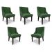 Kit 5 Cadeiras Decorativas Sala de Jantar Base Fixa de Madeira Firenze Suede Verde Esmeralda/Preto G19 - Gran Belo