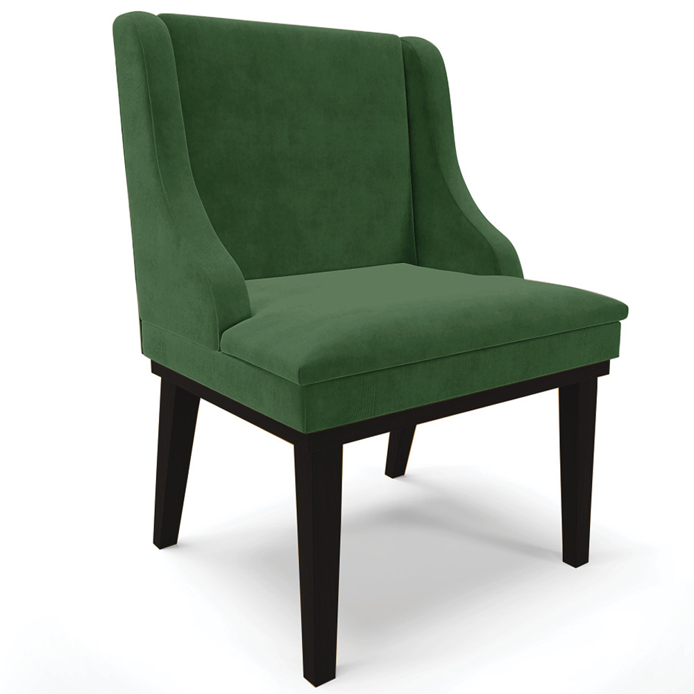 Kit 5 Cadeiras Decorativas Sala de Jantar Base Fixa de Madeira Firenze Suede Verde Esmeralda/Preto G19 - Gran Belo