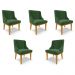Kit 5 Cadeiras Decorativas Sala de Jantar Base Fixa de Madeira Firenze Suede Verde/Castanho G19 - Gran Belo