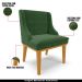 Kit 5 Cadeiras Decorativas Sala de Jantar Base Fixa de Madeira Firenze Suede Verde/Castanho G19 - Gran Belo