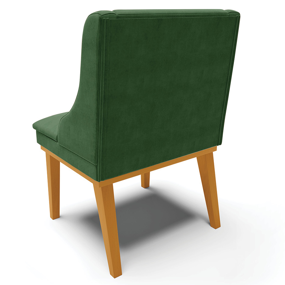 Kit 5 Cadeiras Decorativas Sala de Jantar Base Fixa de Madeira Firenze Suede Verde/Castanho G19 - Gran Belo