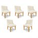 Kit 5 Cadeiras Decorativas Sala de Jantar Base Fixa de Madeira Firenze Veludo Bege/Castanho G19 - Gran Belo