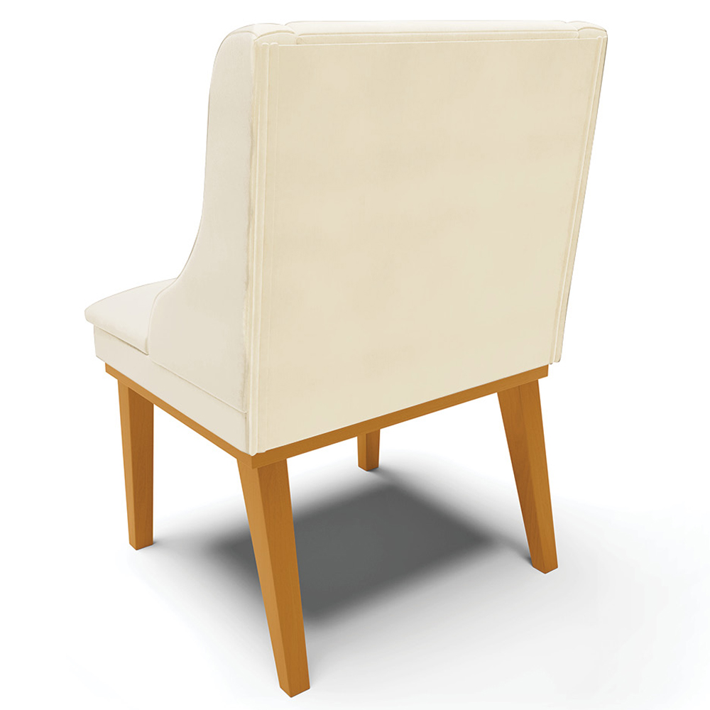 Kit 5 Cadeiras Decorativas Sala de Jantar Base Fixa de Madeira Firenze Veludo Bege/Castanho G19 - Gran Belo