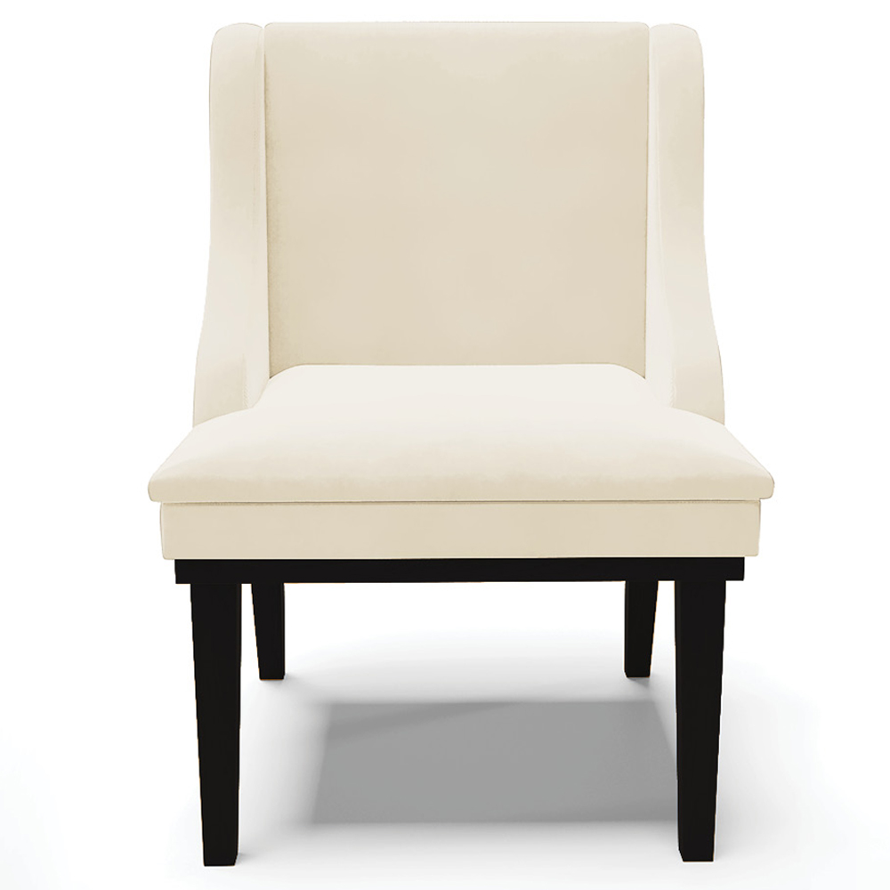 Kit 5 Cadeiras Decorativas Sala de Jantar Base Fixa de Madeira Firenze Veludo Bege/Preto G19 - Gran Belo