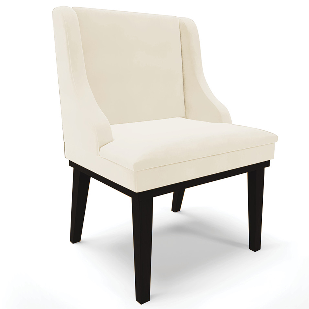 Kit 5 Cadeiras Decorativas Sala de Jantar Base Fixa de Madeira Firenze Veludo Bege/Preto G19 - Gran Belo