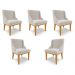 Kit 5 Cadeiras Decorativas Sala de Jantar Base Fixa de Madeira Firenze Veludo Cinza/Castanho G19 - Gran Belo