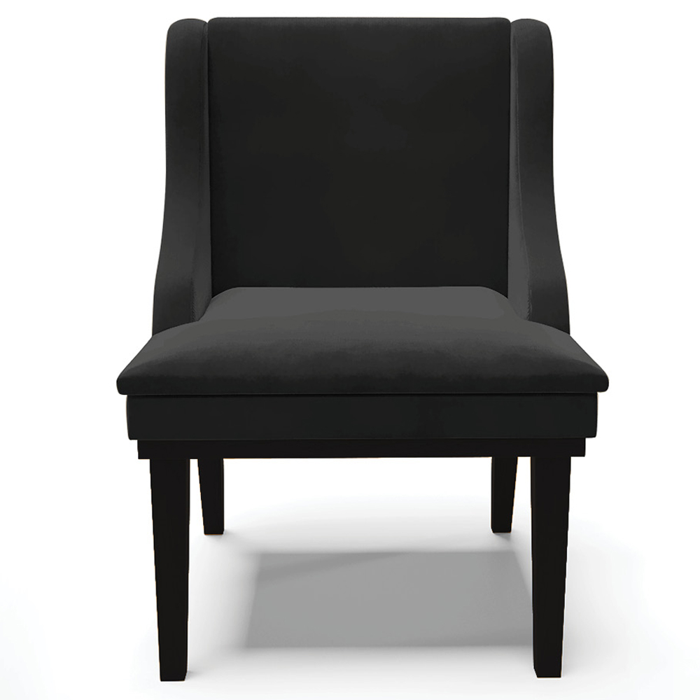 Kit 5 Cadeiras Decorativas Sala de Jantar Base Fixa de Madeira Firenze Veludo Preto G19 - Gran Belo