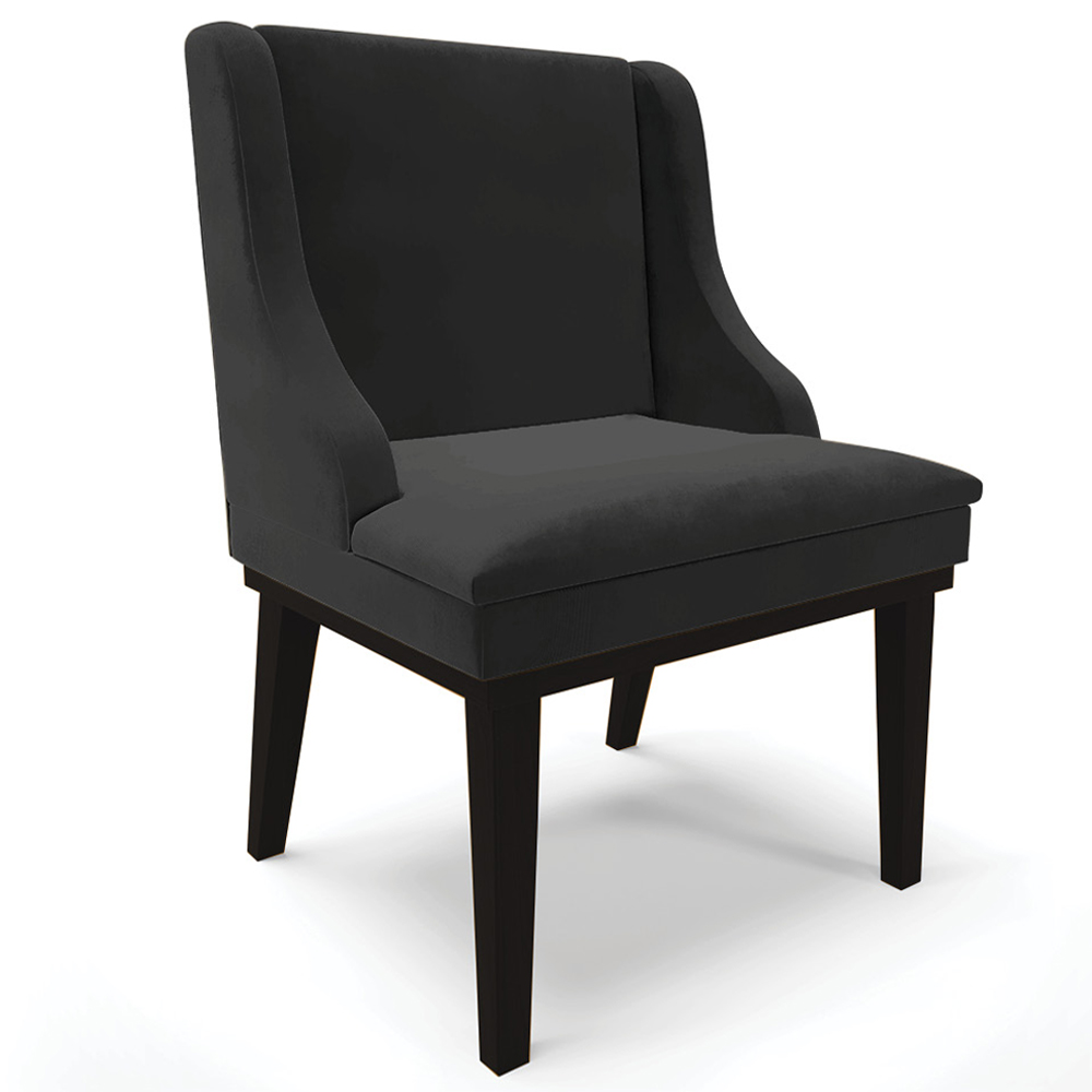 Kit 5 Cadeiras Decorativas Sala de Jantar Base Fixa de Madeira Firenze Veludo Preto G19 - Gran Belo