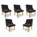 Kit 5 Cadeiras Decorativas Sala de Jantar Base Fixa de Madeira Firenze Veludo Preto/Castanho G19 - Gran Belo