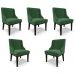 Kit 5 Cadeiras Decorativas Sala de Jantar Base Fixa de Madeira Firenze Veludo Verde/Preto G19 - Gran Belo