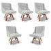 Kit 5 Cadeiras Decorativas Sala de Jantar Base Giratória de Madeira Firenze Linho Cinza/Natural G19 - Gran Belo