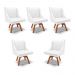 Kit 5 Cadeiras Decorativas Sala de Jantar Base Giratória de Madeira Firenze PU Branco Fosco/Natural G19 - Gran Belo