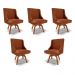 Kit 5 Cadeiras Decorativas Sala de Jantar Base Giratória de Madeira Firenze PU Nozes/Natural G19 - Gran Belo